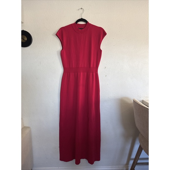 New York & Company Dresses & Skirts - New York & Company Aline Maxi Dress Side Slit Dress Waist Cut Out Sz L Hot Pink